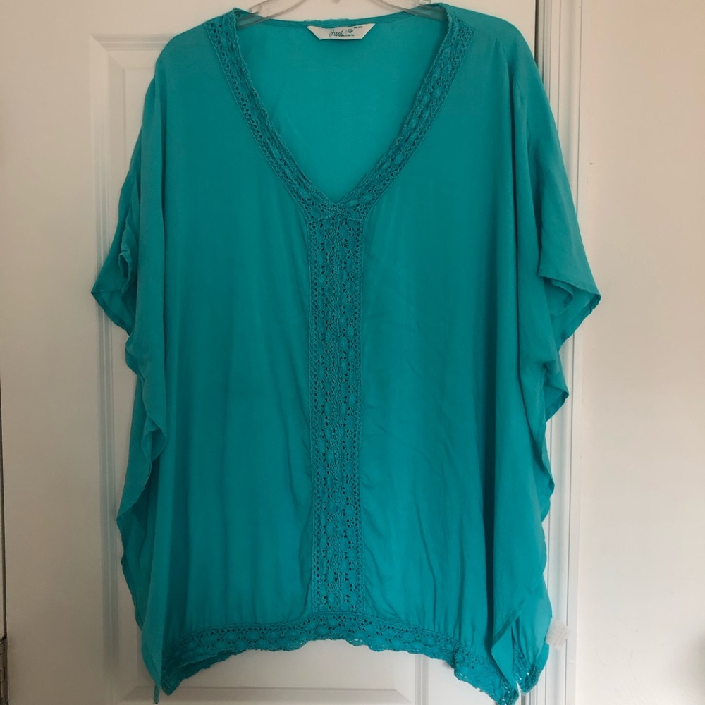 Just Bee Boho Lace-Trim V-Neck Tunic Top Cover Up